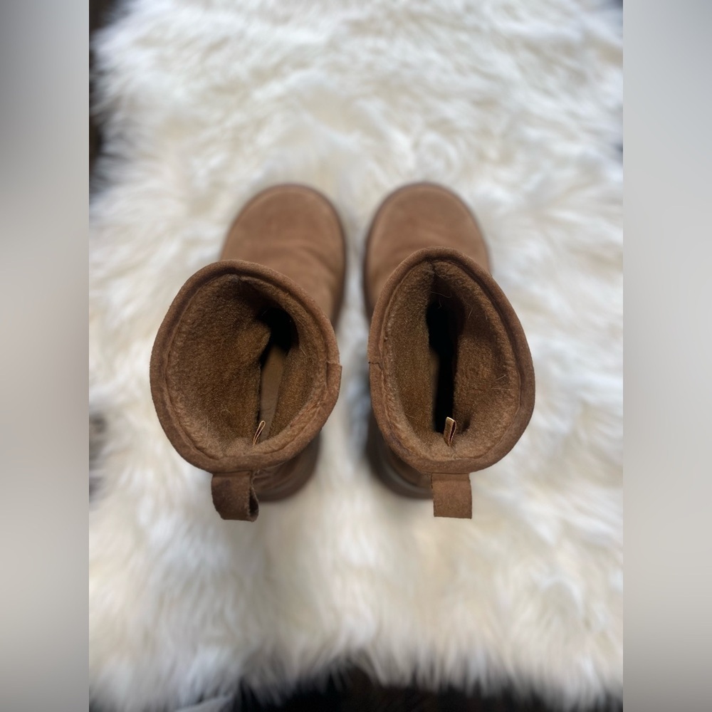 Zara Women's Suede Chunky Platform Winter Ankle Boots Tan Sherpa size 39 - Picture 11 of 12